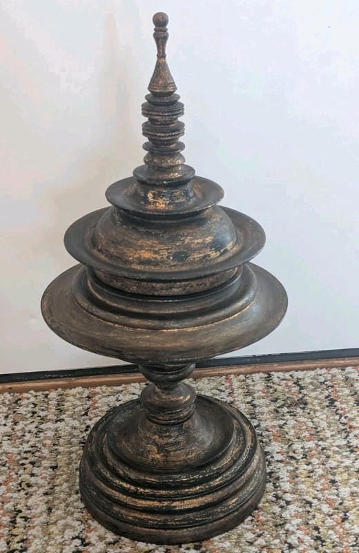 Buddhist Offering Bowl, Hsun-Ok Turned Wood Vessel, Buddha Temple Home Decor 