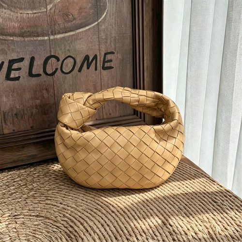 Bottega Veneta Jodie Nude Gold HW Lambskin Intrecciato Hobo Bag Leather Auth