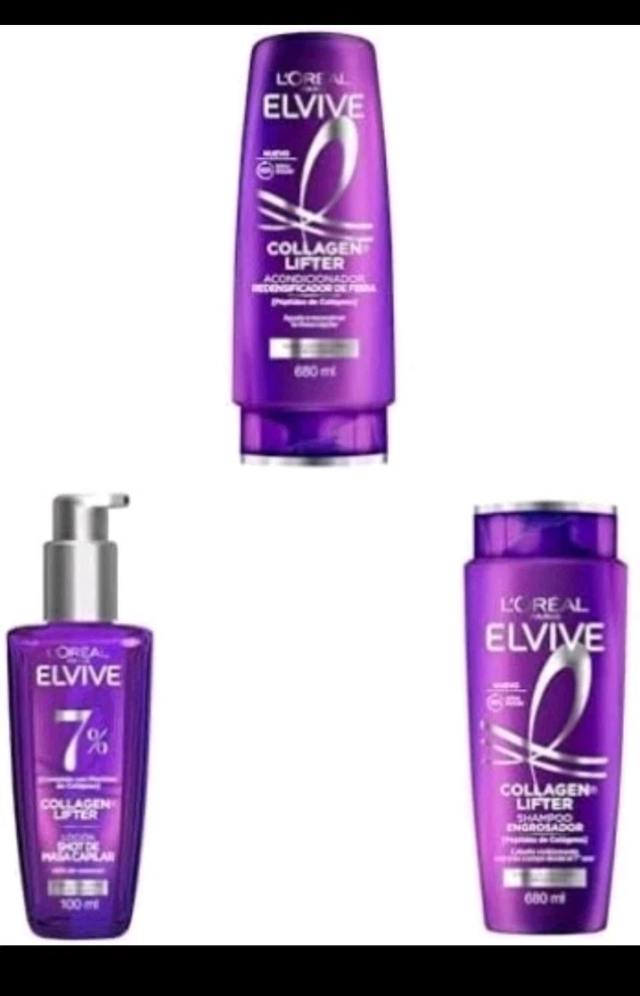 L'Oreal Paris Elvive Collagen Lifter Shampoo 650ml Conditioner 650ml Serum 100ml