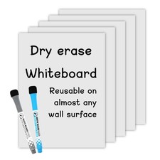 Self-Stick Dry Erase Sheets for Wall, Dry Erase White Board 9 x 12 Inch 5 Pac...