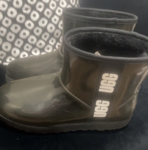 Classic Mini Waterproof Rain Boots BLACK Women's Size 10 UGG light scratches - Picture 2 of 7