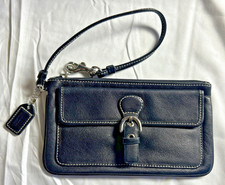 Vintage Coach Black Leather Wristlet/Clutch Bleeker Series With Buckle Accent