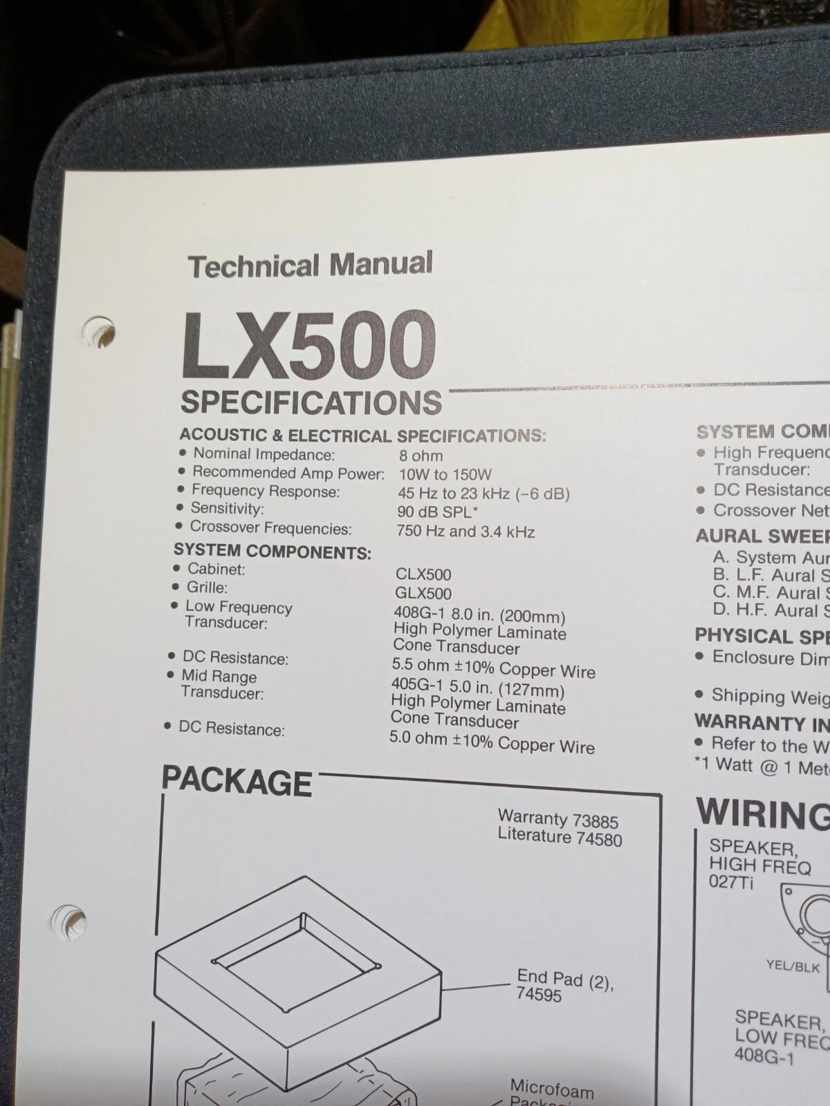 JBL LX500 Speakers Specifications Schematic Service Manual Original
