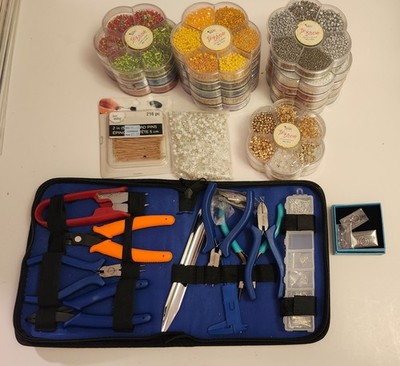 large mixed lot of ''D.I.Y.! In Bloom'' jewelry-making supplies & tool kit