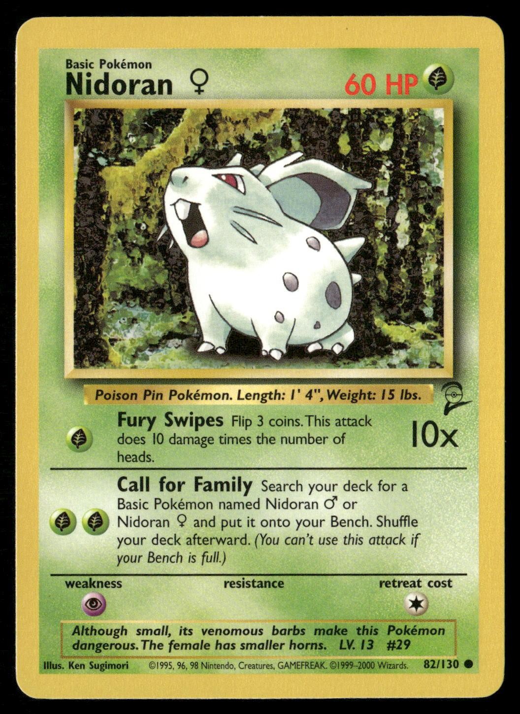 Nidoran F 82/130 Common Base Set 2 Pokemon Lightly Played