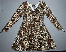 NWT Sourpuss Leopard Print Size XXL Long Sleeve Dress Punk Rock Rockabilly