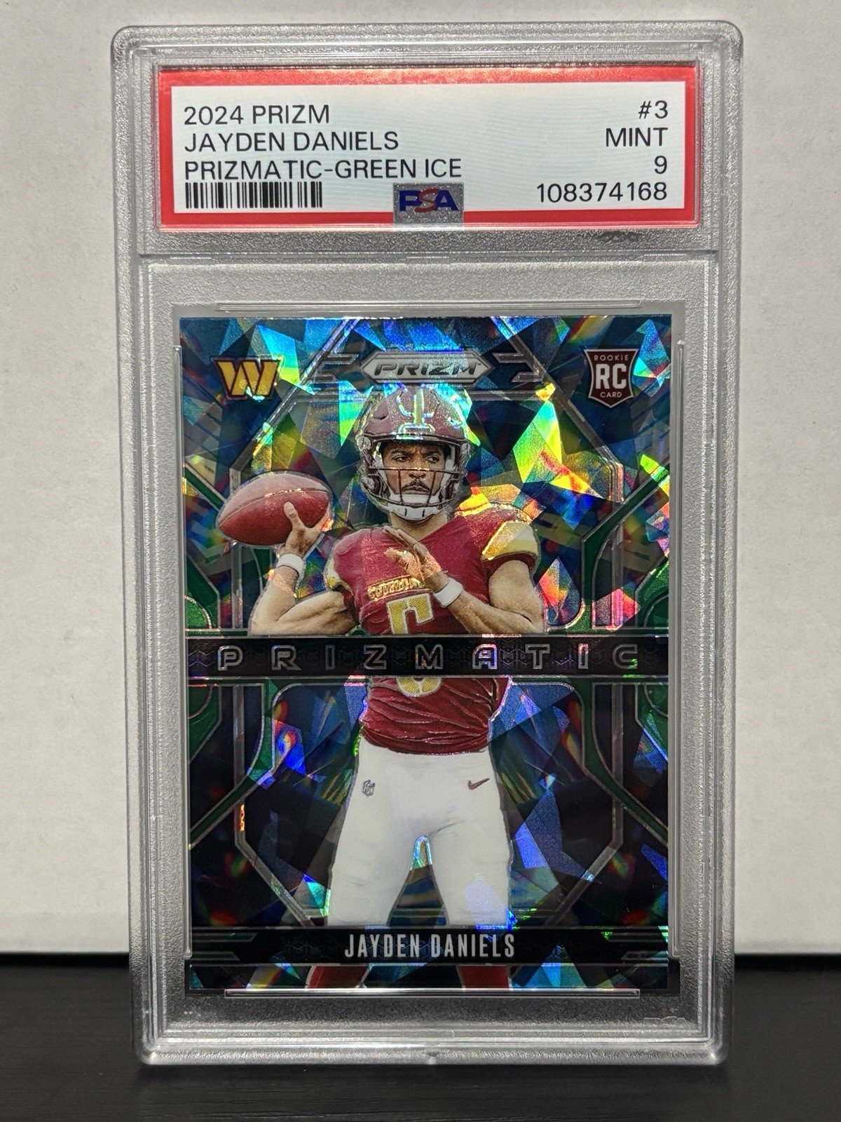 2024 Panini Prizm - JAYDEN DANIELS Prizmatic GREEN ICE PSA 9 MINT (RC)