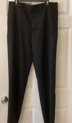 Alex Cannon Wool Blend Mens Dress Pants 36x34 Charcoal Black Flat Front  Classic