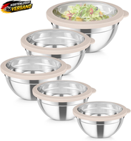 Homikit RüHrschüSsel 5Er Set, Edelstahl SchüSsel Mit Deckel, Schwarz | Salatschü