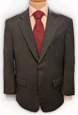 Brooks Brothers Suit 40R Mens Gray Wool Pleated Cuffed 34WX29L USA Pinstriped