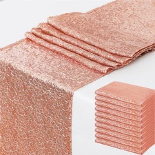 Sequin Table Runner 10 Pack Rose Gold 12x72 Inch Glitter Party Decoration