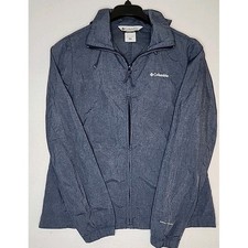 Columbia Omni-Shade Windbreaker Jacket Women Sz Medium Blue Hood Light Weight