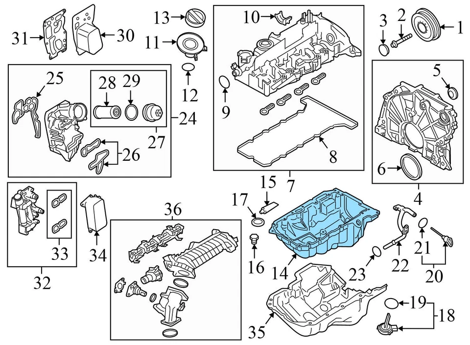 2015-2017 BMW X3 2.0L - Engine OIL PAN 7809122 - Image 4 of 4