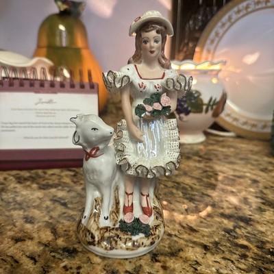 Roceram porcelain figurine Romania depicting a shepherdess with a goat ALBA