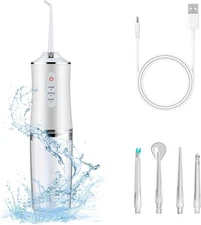 Portable Electric Water Flosser, 3 Modes, 4 Tips, Rechargeable Oral Cleaner