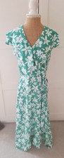 Ladies Green White Floral Wrap Dress By George Size 12