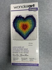 SEALED WonderArt Shaggy From the Heart Latch Hook Kit 12x12 Rainbow Heart