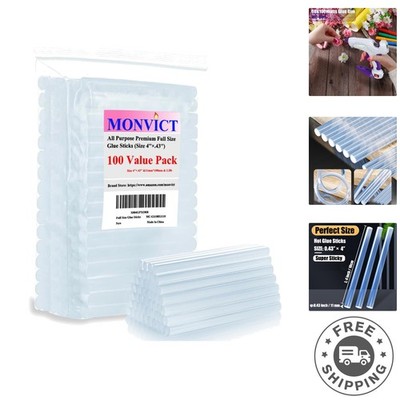 High-Quality Hot Glue Sticks - 100 Pack, 4'' x 0.43'' for DIY Projects and Repairs