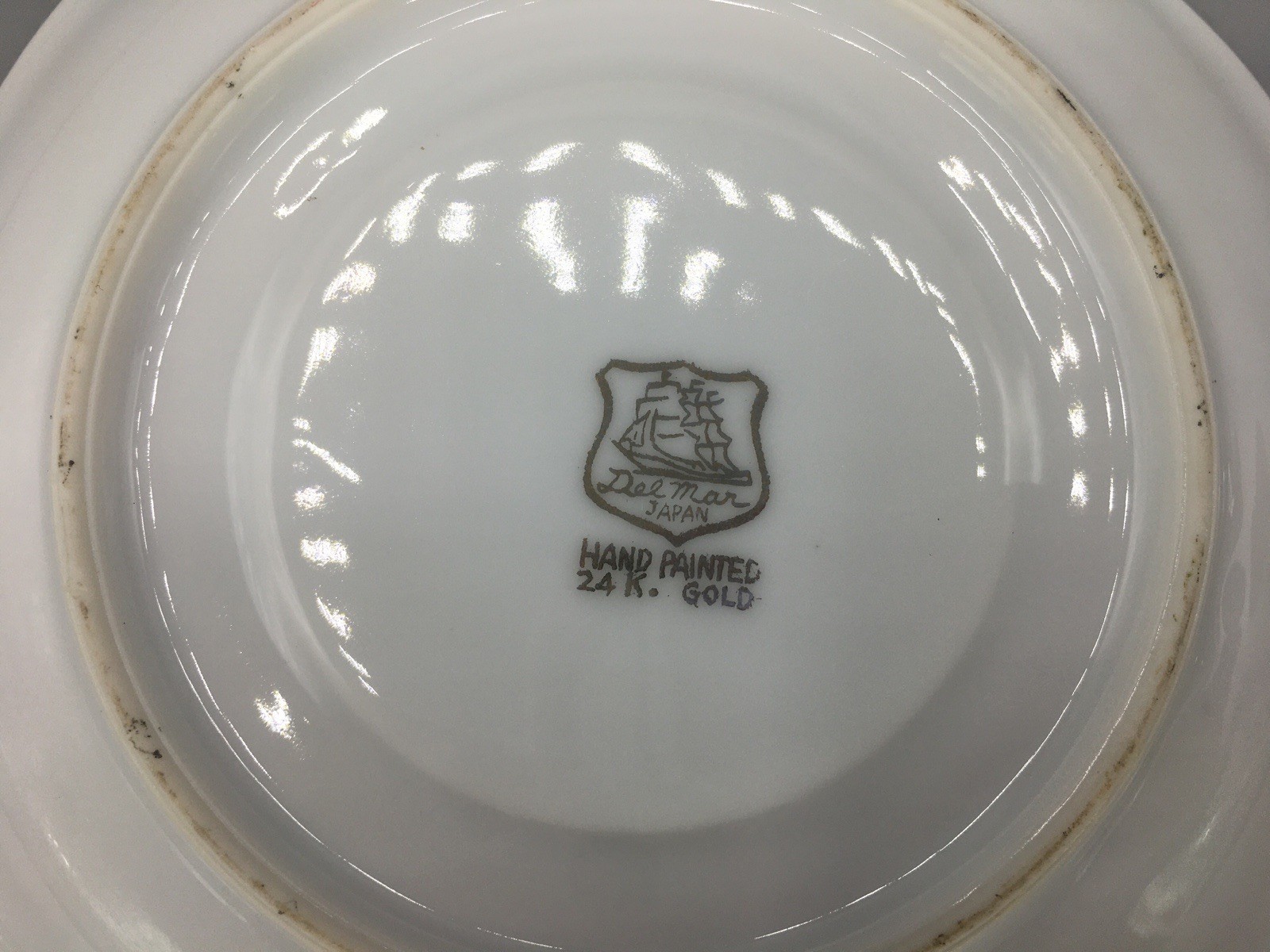 Del Mar Japan Pedestal Teacup & Saucer Hand Painted Raised 24k Gold Lusterware