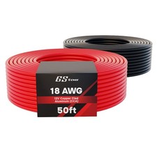 100ft CCA 18 Gauge Wire Automotive, 50ft Spool-Red/Black, 18 AWG 12v, Speaker...