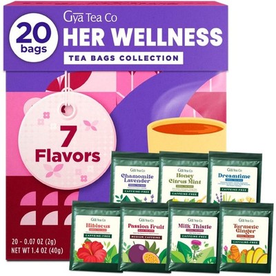 Her Wellness Assorted Tea Bags Variety Pack - 20 Bags 7 Seasonal Flavors - Ca...