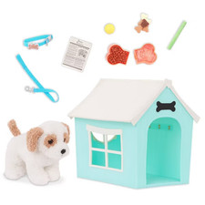 Our Generation Puppy Place Pet Dog Plush  Dog House Accessory Set for 18'' Doll