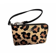 Coach Crossgrain Ocelot Animal Print Wristlet 52898 Light Tan, Beige, 41-02