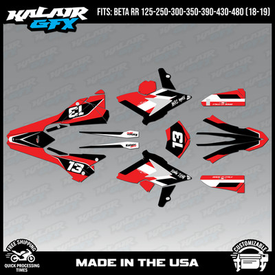 Graphics Kit for Beta RR125 to RR480 Models (2018-2019) Factory-RED