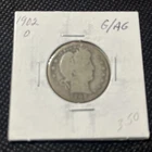 1902-O 25c Barber Silver Quarter Dollar