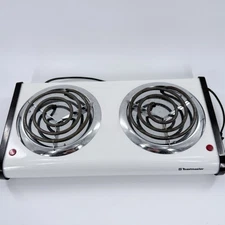 Vintage White Toastmaster Buffet Range Model 6422 Double Burner Countertop