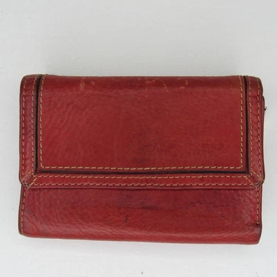 Fossil Clutch Geldbörse rot Leder Kontrastnähte  - Bild 1 von 4