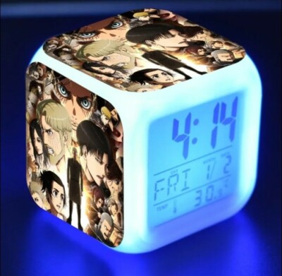Attack of Titans Led Manga Alarm Clock 7 Colors Thermometer shingeki no kyojin 