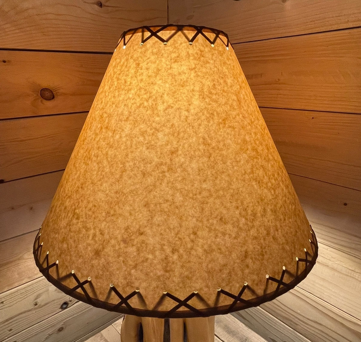 Rustic Oiled Kraft Laced Lamp Shade 18