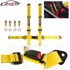 Yellow RASTP Racing Belts 4 Point 4PT Harness Nylon Adjustable US