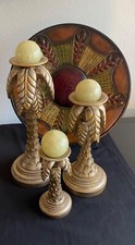Candelabros de colección 3 palmeras talladas a mano pintadas a mano bronce pesado bonita declaración