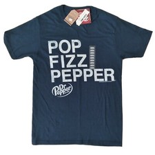 Dr. Pepper Tee Luv Dark Blue Unisex Pop Fizz Pepper T-Shirt Size Small