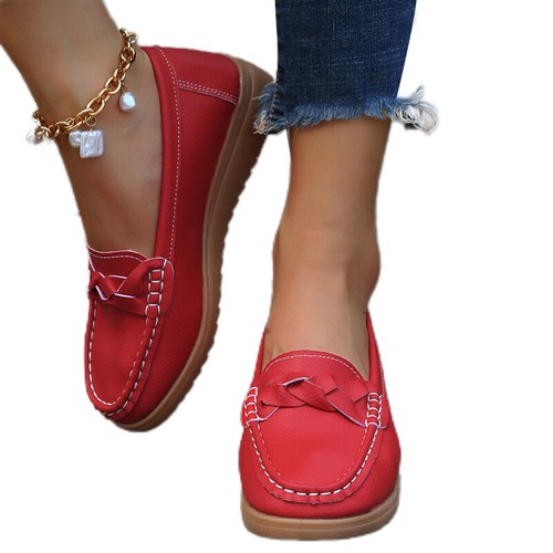 Retro Damen Freizeit und Bequem Runde Spitze Halbschuhe mit Low Top Flats - Bild 16 von 18
