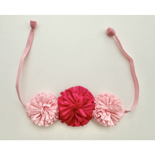 Pink Carter’s Ribbon Necklace With 3 Puffy Flowers  - Bild 1 von 3