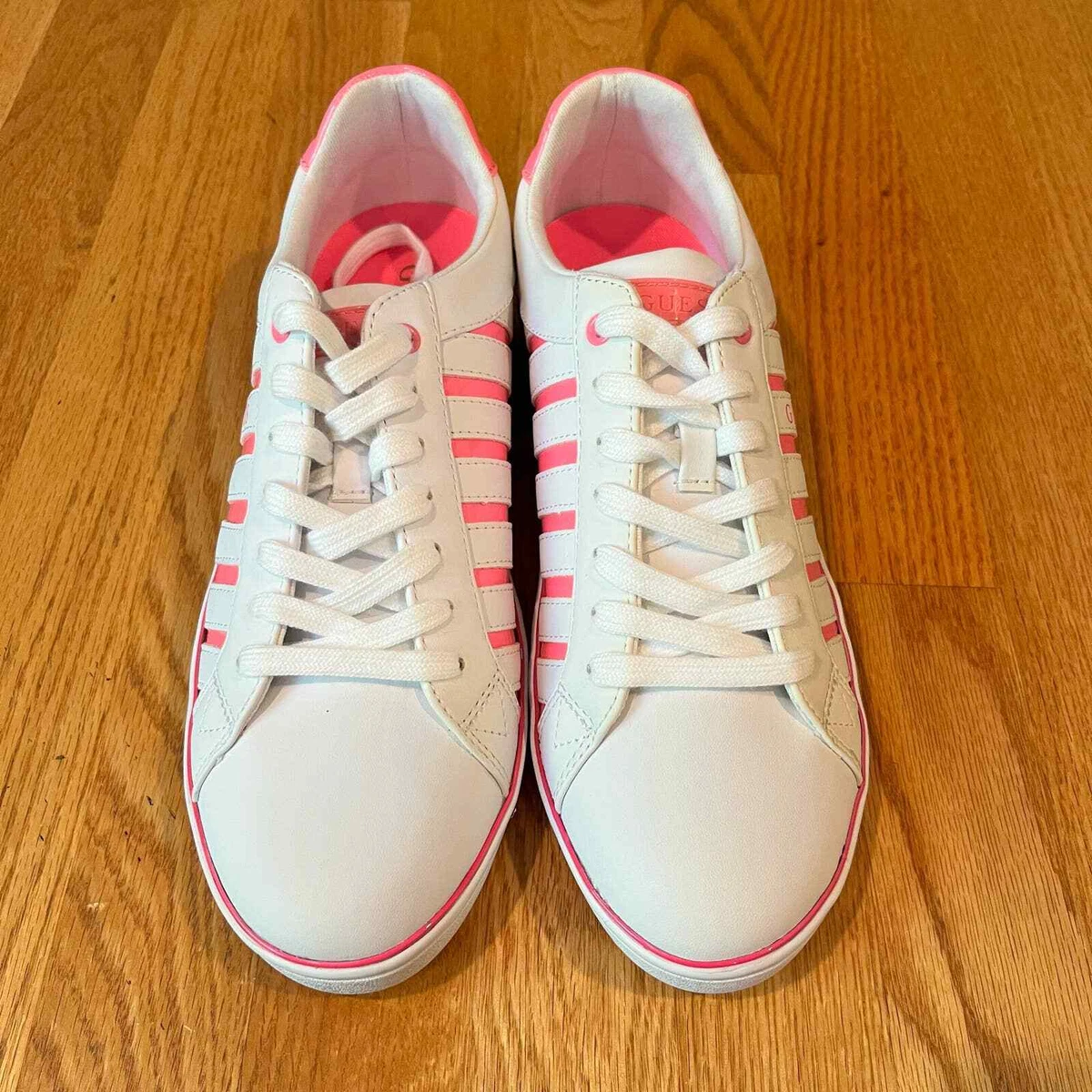 Start Bevægelig medier New GUESS white pink tennis low top sneakers shoes womens Size 10 | eBay