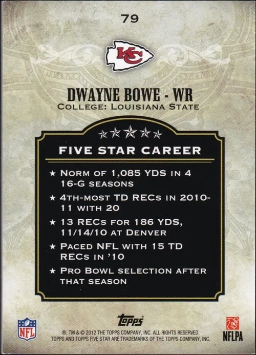 2012 Topps Five Star #79 - Dwayne Bowe [/139] - Image 2 of 2