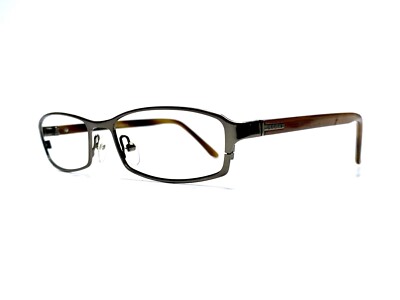 Gucci Silver Gun Metal Rectangular Glasses Brown Pearl Temples