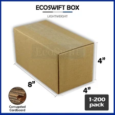 1-200 8x4x4 "EcoSwift" Cardboard Packing Mailing Shipping Corrugated Box Cartons