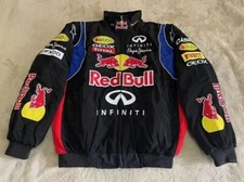 Vintage Red Bull Infiniti F1 Nascar Sublimation Black Racing Jacket