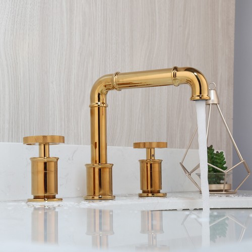 Grifo tradicional negro de doble mango amplio de baño de baño montado - Imagen 18 de 32