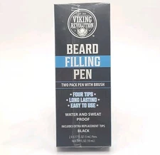Viking Revolution Beard Filling Pen - Black - 2 Pens + Brush Water & Sweat Proof