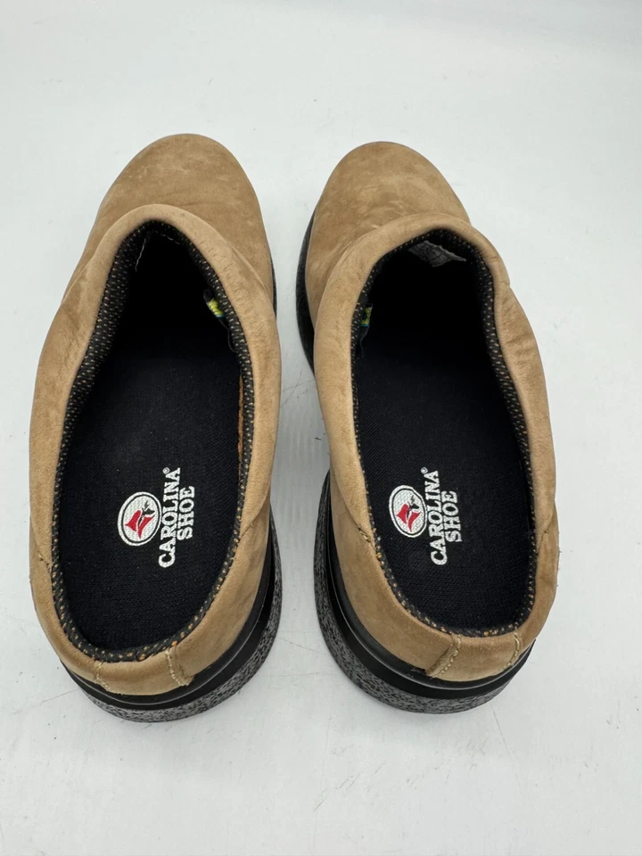 Zapatos zuecos informales de cuero sin cordones Carolina para mujer talla 8,5 marrón acolchado Foto 4 de 4