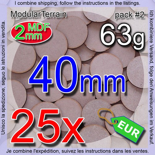 25x 2mm MDF 40mm Round Base Warhammer 40k Infinity Age Of Sigmar AOS - Foto 1 di 5