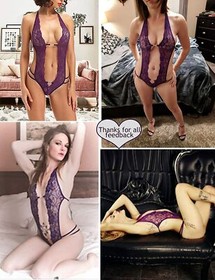 Women's Sexy One Piece Lingerie Lace Bodysuit Deep V Babydoll Teddy Sleepwear US