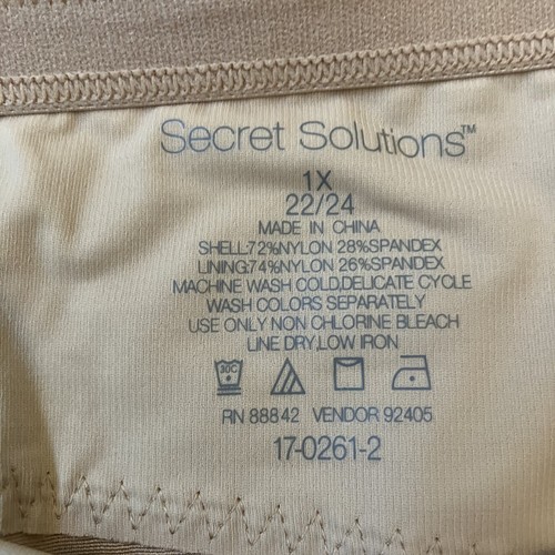 Secret Solutions Shapwear Shaper Brief Size 1X 22-24 Nude Stretch - Picture 3 of 7