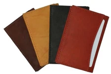 Leather Card Case Front Pocket Wallet ID Window Slim Thin Mini